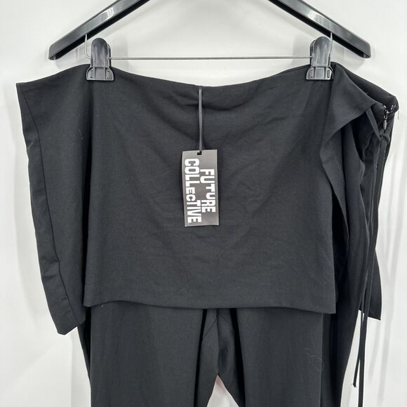 Future Collective Plus Size 22 Two Fer Tailored Pants Black Straight Side Zip - Picture 3 of 9